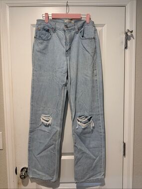 Levi’s Low Pro Straight Light Wash Distressed Straight-Leg Jeans